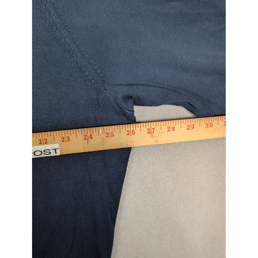 Tommy Hilfiger Mens XXL Navy Blue V-Neck Premium Cotton Knit Sweater Logo - Picture 8 of 8